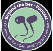 Logo for "Beyond the Bet" podcast from Citizens Advice displaying a pair of purple earphones 
