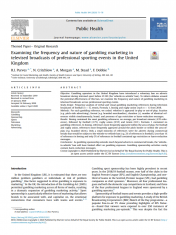 Cover of "Examining the frequency and nature of gambling marketing in televised broadcasts of professional sporting events in the United Kingdom"