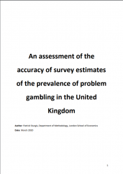 Cover of "An assessment of the accuracy of survey estimates of the prevalence of problem gambling in the UK''