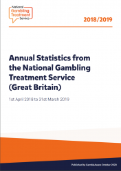 Cover of "Annual Statistics from the National Gambling Treatment Service (Great Britain) 2018/2019"