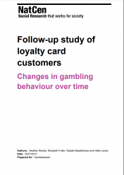 Cover of "Follow-up study of loyalty card customers: Changes in gambling behaviour over time"