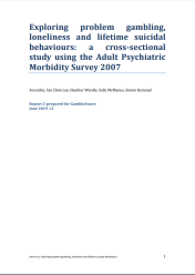 Cover of "Exploring problem gambling, loneliness and lifetime suicidal behaviours: a cross-sectional study using the Adult Psychiatric Morbidity Survey 2007"