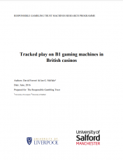 Cover of "Tracked play on B1 gaming machines in British casinos"