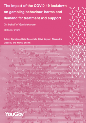 Cover of "The impact of the COVID-19 lockdown on gambling behaviour, harms and demand for treatment and support"