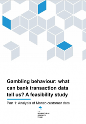 Cover of "Patterns of Play - Gambling behaviour: What can bank transaction data tell us? A feasibility study (Part 1: Analysis of Monzo customer data)"