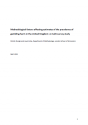 Cover of "Methodological factors affecting estimates of the prevalence of gambling harm in the United Kingdom: A multi-survey study"