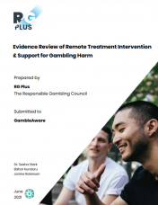 Cover of "Evidence Review of Remote Treatment Intervention & Support for Gambling Harm"