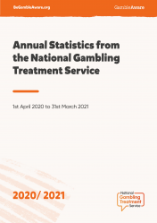 Cover for "Annual Statistics from the National Gambling Treatment Service 2020/21"